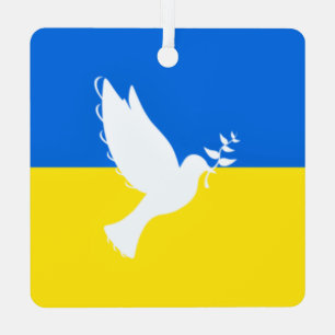 Fahne Ukraine Dove of Peace Christmas Ornament Aus Metall