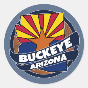 Fahne von Buckeye Arizona platzte rund Runder Aufkleber