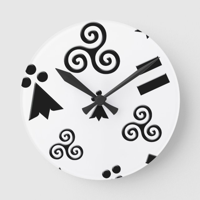 Fahne von der Bretagne Runde Wanduhr (Vorderseite)