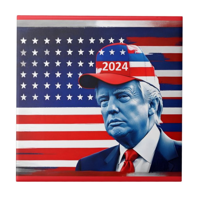 Fahne von Donald Trump 2024 Fliese (Vorderseite)
