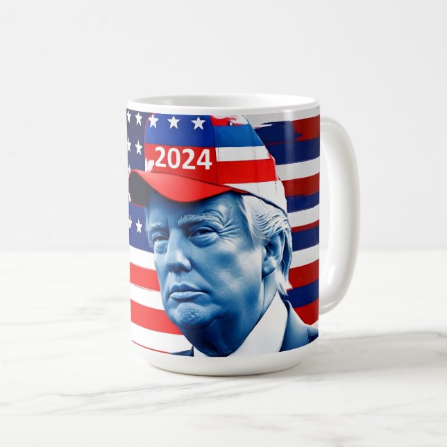 Fahne von Donald Trump 2024 Kaffeetasse (VorderseiteRechts)