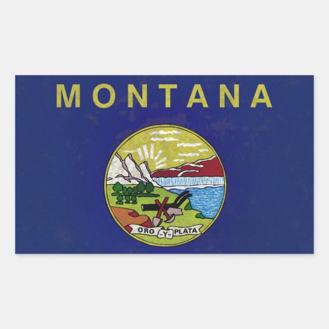 Fahne von Montana Rechteckiger Aufkleber (Vorderseite)