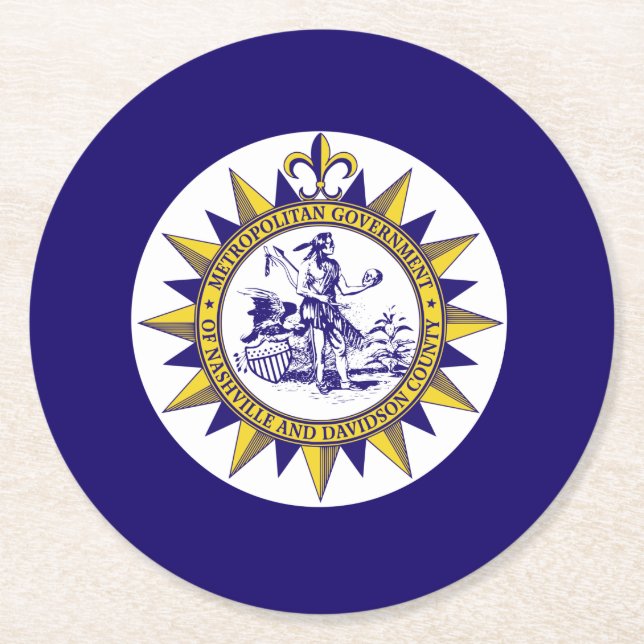 Fahne von Nashville, Tennessee Round Paper Unterse Runder Pappuntersetzer (Vorderseite)