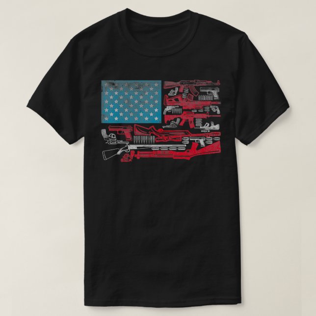 Fahne-Waffen-Schüsse Fahne US-Flaggenwaffe T-Shirt (Design vorne)