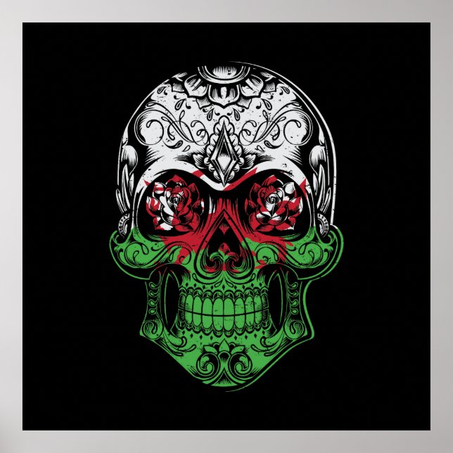 Fahne "Wales Skull and Rose" Poster (Vorne)