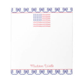 Fahne "Watercolor Patriotic Bow American" Notizblock