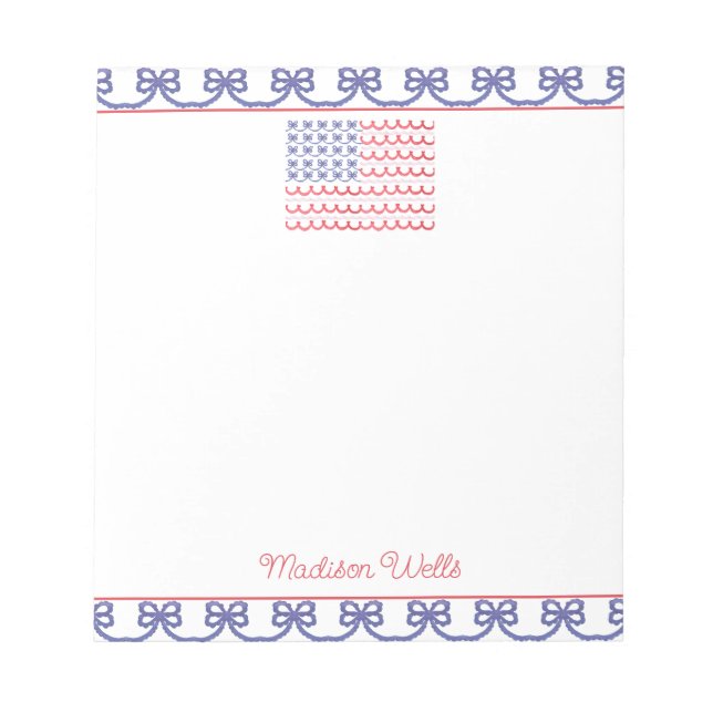 Fahne "Watercolor Patriotic Bow American" Notizblock (Vorderseite)
