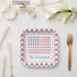 Fahne "Watercolor Patriotic Bow American" Pappteller