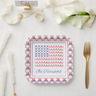 Fahne "Watercolor Patriotic Bow American" Pappteller