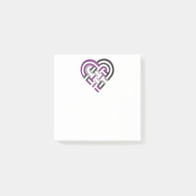 Fahne "Woven Heart Ace Asexual Prilag" Lila Grau Post-it Klebezettel (Vorderseite)