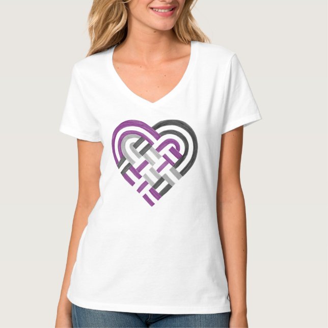 Fahne "Woven Heart Ace Asexual Prilag" Lila Grau T-Shirt (Vorderseite)