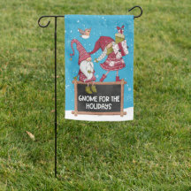 Fahne zu Weihnachten Gnomes Holiday Garden