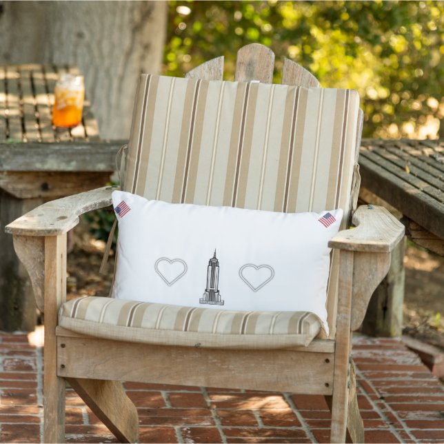 Fahnen, Herz und Gebäude des Empire State Lendenkissen (Stuhl )