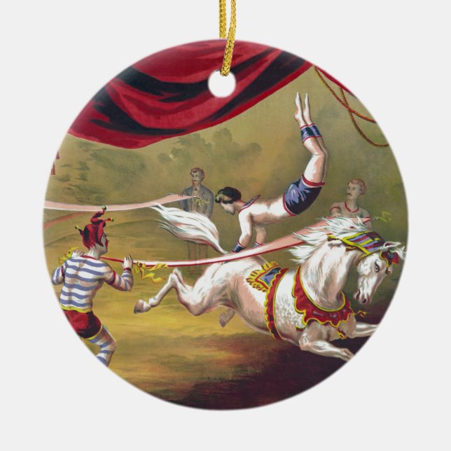 Fahnen-Taten-Vintage Zirkus-Kunst Keramik Ornament (Vorne)