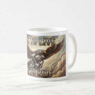 Fahre um zu Leben Biker Tasse. Adler und V-Zwillin Kaffeetasse