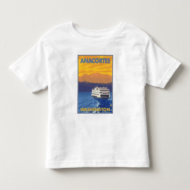Fähre und Berge - Anacortes, Washington Kleinkind T-shirt (Vorderseite)