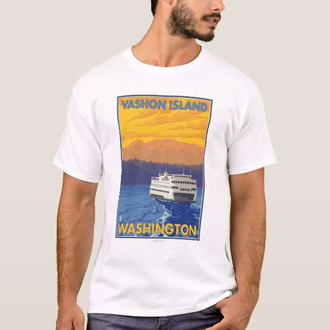 Fähre und Berge - Vashon Insel, T-Shirt (Vorderseite)