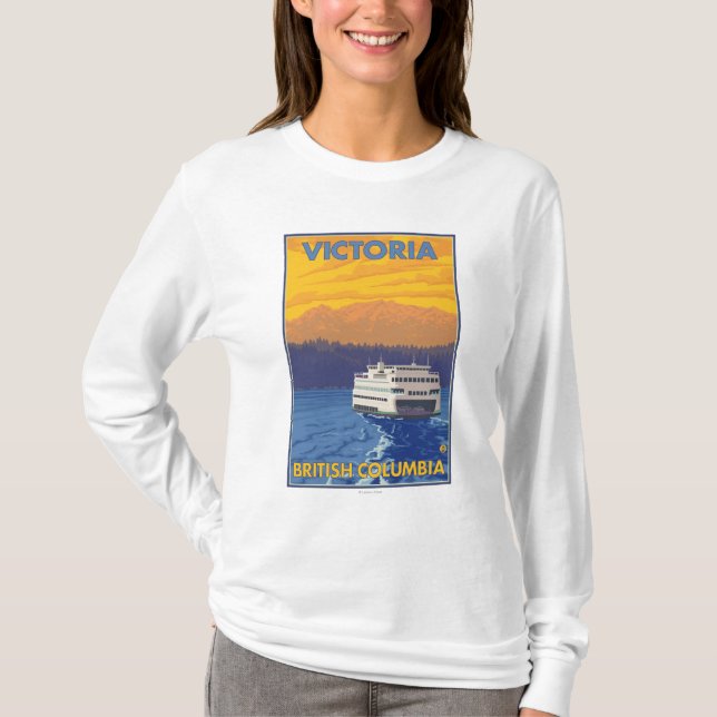 Fähre und Berge - Victoria, BC Kanada T-Shirt (Vorderseite)