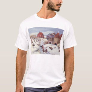 Fahren des Kuh-Zuhause im Schnee T-Shirt