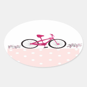 Fahren für einen rosa Fahrrad Heilung Ovaler Aufkleber