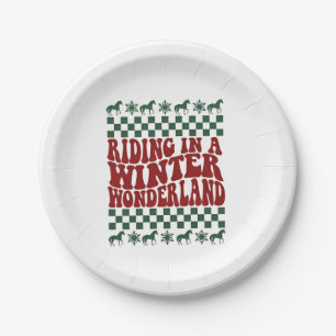 Fahren in einem hässlichen Weihnachts-Winterwunder Pappteller