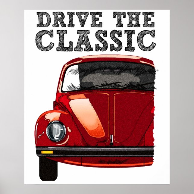 Fahren Sie den klassischen-VW Käfer Poster (Vorne)