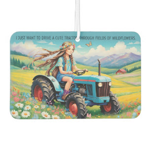 Fahren Sie einen Niedlichen Traktor durch Wildblum Autolufterfrischer