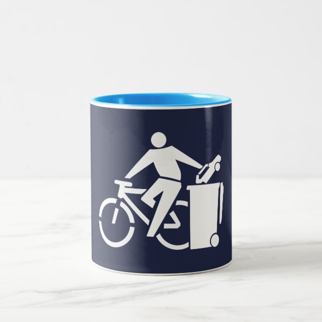 Fahren Sie mit dem Fahrrad, zerstören Sie Ihr Auto Zweifarbige Tasse (Mittel)