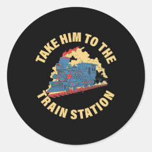 Fahren Sie mit dem Zug zum Bahnhof Runder Aufkleber