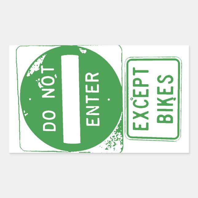 Fahren Sie nur mit Fahrrädern ein. Rechteckiger Aufkleber (Vorderseite)