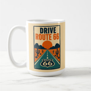 Fahren Sie Route 66 Vintage Americana Wüstenstraße Kaffeetasse