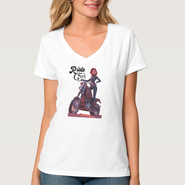 Fahren wie ein Girl-Biker T-Shirt (Vorderseite)