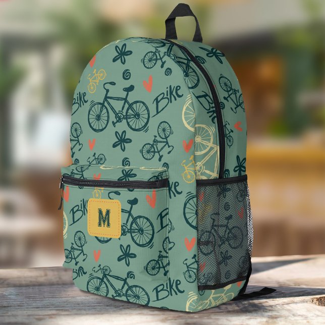 Fahren wir mit dem modernen grünen Fahrradmuster Bedruckter Rucksack (Von Creator hochgeladen)