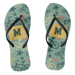 Fahren wir mit dem modernen grünen Fahrradmuster Flip Flops