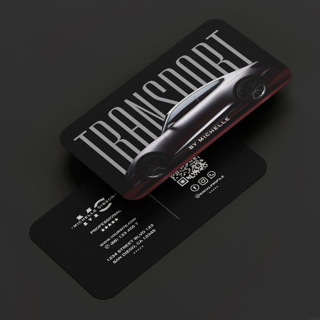 Fahrer Transport Chauffeur Modernes Schwarzes Grau Visitenkarte (Car Driver Transport Chauffeur Modern Black Grey Business Card
)