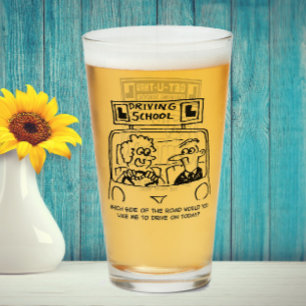 Fahrlehrer Geschenk Fahrschule Cartoon Glas