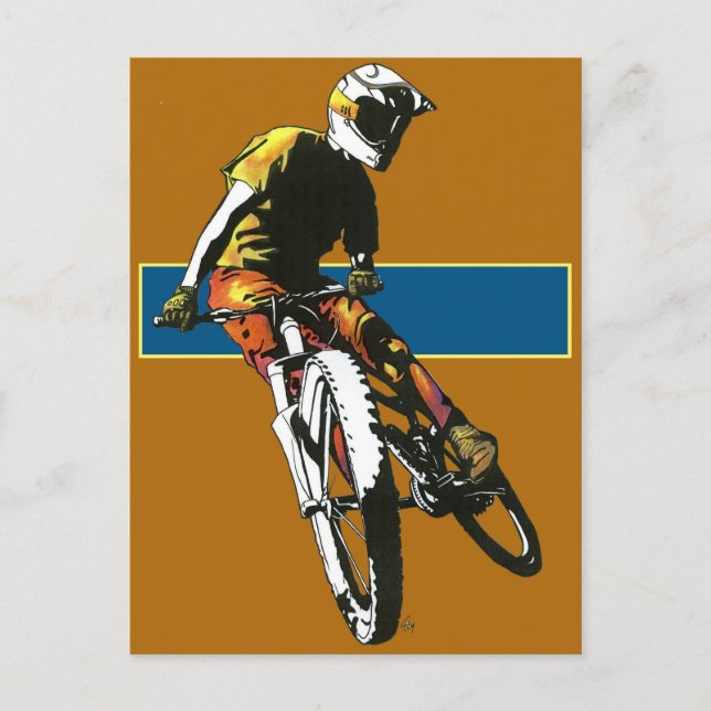 Fahrrad2 - Orange/blau Postkarte (Vorderseite)