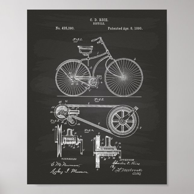 Fahrrad 1890 Kunst - Halbpension Poster (Vorne)