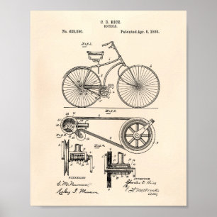 Fahrrad 1890 Patentart - Alter Peper Poster