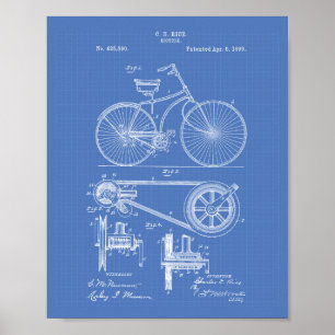 Fahrrad 1890 Patentzeichnung - Blaupause Poster