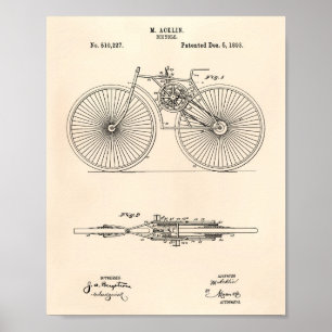 Fahrrad 1893 Patent Art Old Peper Poster