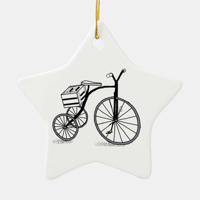 Fahrrad auf 3 Rädern Keramikornament (Vorne)