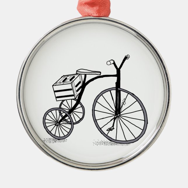 Fahrrad auf 3 Rädern Silbernes Ornament (Vorne)