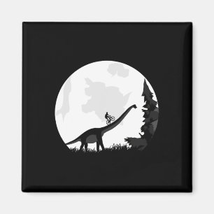 Fahrrad auf einer Dinosaurier-Mond-Silhouette Mtb Magnet