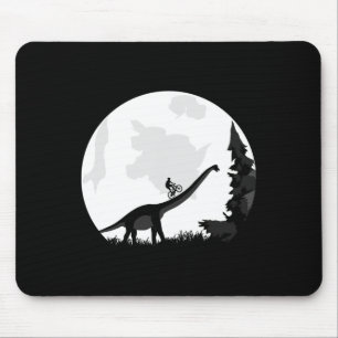 Fahrrad auf einer Dinosaurier-Mond-Silhouette Mtb  Mousepad