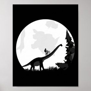 Fahrrad auf einer Dinosaurier-Mond-Silhouette Mtb Poster