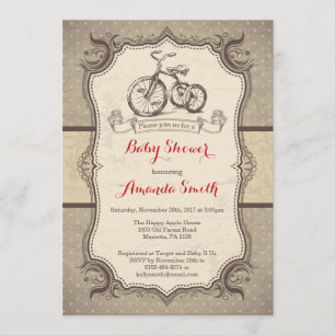 Fahrrad-Baby-Party-Einladung Vintage Retro Einladung