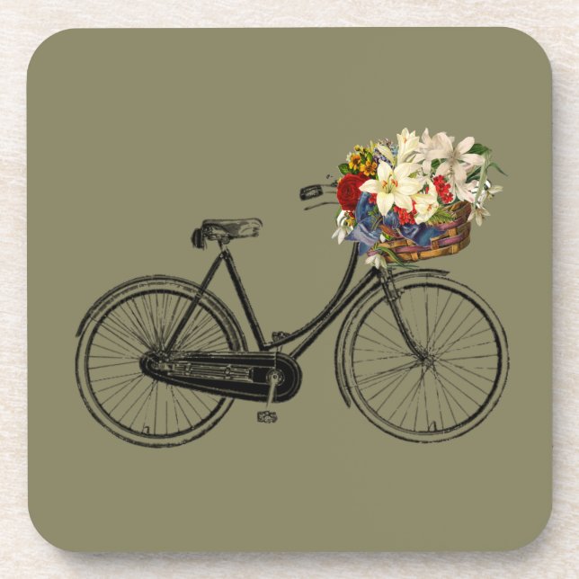 Fahrrad Blume Set Drinks Coaster Taupe Untersetzer (Vorderseite)