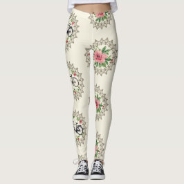 Fahrrad-Blumen-Mandalas nahtloses Muster Leggings