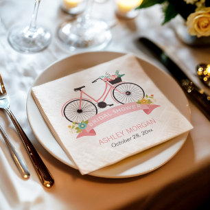Fahrrad-Brautparty Elegante Chic Rosa Blume Serviette